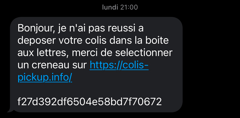 Colis-pickup.info : Analyse d'une arnaque par SMS