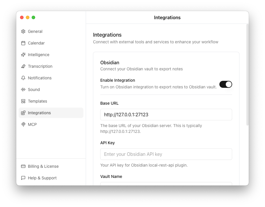 Intégration Obsidian