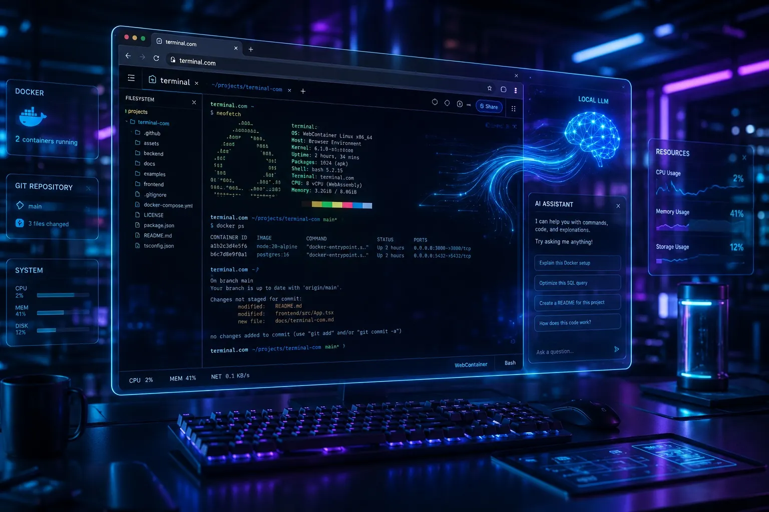 Terminal.com : un shell web complet avec un LLM qui tourne dans votre navigateur