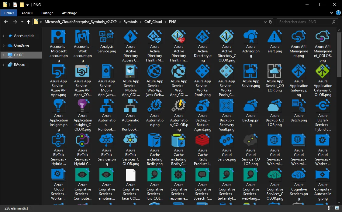 Architecture Microsoft Azure Cloud : Pack d’icônes et génération automatique de schémas Visio