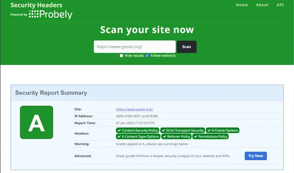Testez la sécurité des entêtes HTTP de votre site Web !