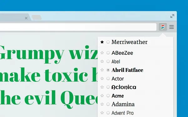 Google Font Previewer pour Chrome : Séance d’essayage de polices
